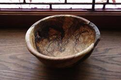 Leopold red oak bowl turned by artist Jim Spring